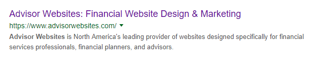 Advisor Websites SERP Snippet