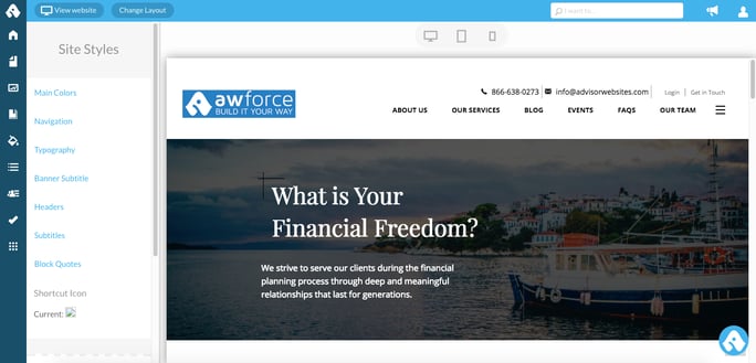 Advisor Websites - design manager