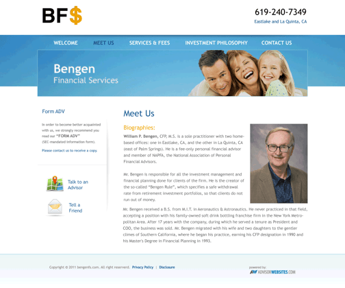 Bengen Financial Services - Advisor Websites
