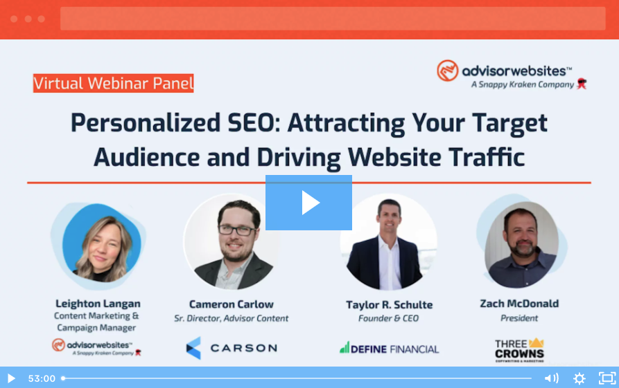 screenshot of webinar panelists who shared tips and strategies for personalized SEO